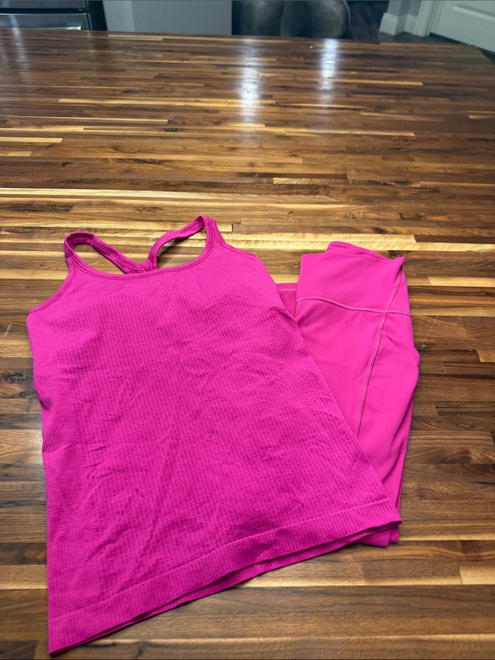 Lululemon Raspberry Active Tank (size 8) and Leggings (size 6)